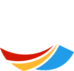 Clerc Center logo. A multicolored "C" with Clerc Center blue, MSSD red and Kendall gold.