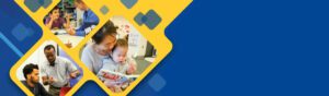 A banner image with three images: On the right, a mother reads using sign language to her baby. On the left, a deaf education teacher signs to a high school student. On top, an elementary school student uses sign language with his teacher.