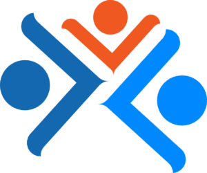 Early Intervention deaf education icon with navy, orange, and blue shapes