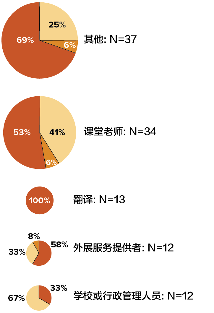 显示受访者工作角色分布的气泡图/饼图。