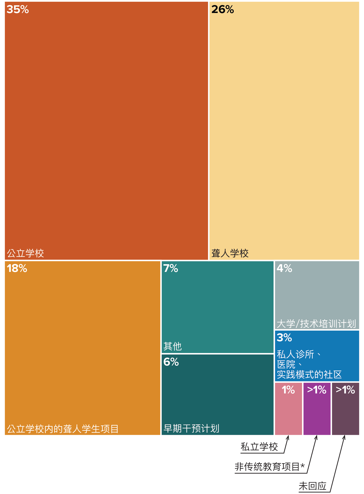 一个矩形树图，用于表示专业人士当前的工作环境。